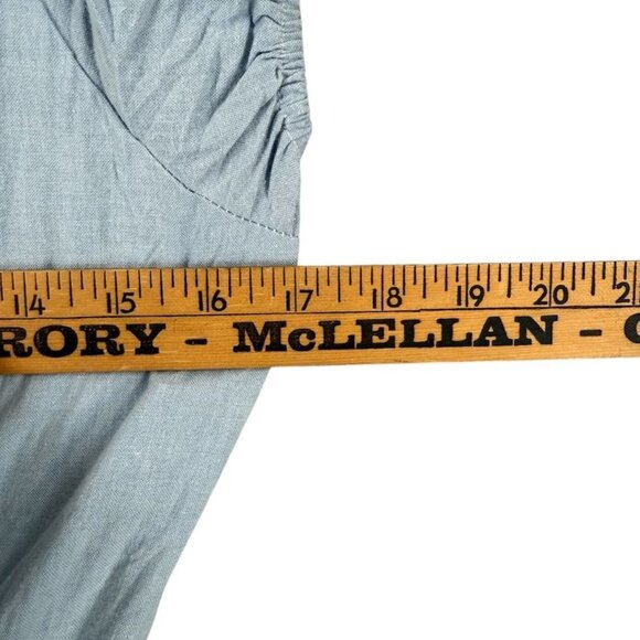 Vintage Blue Womens Peasant Dress 9/10 Denim Tiered Boho Cap Sleeve Maxi As Is - Picture 6 of 10